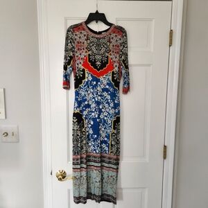 Alice + Olivia Blue and Red Floral Long Sleeve Dress